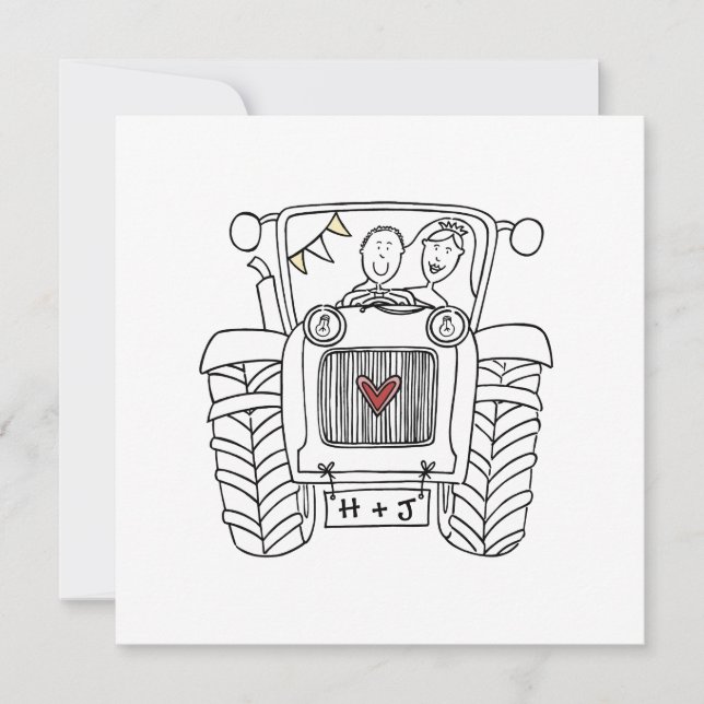 Tractor Country Wedding  Invitation (Front)