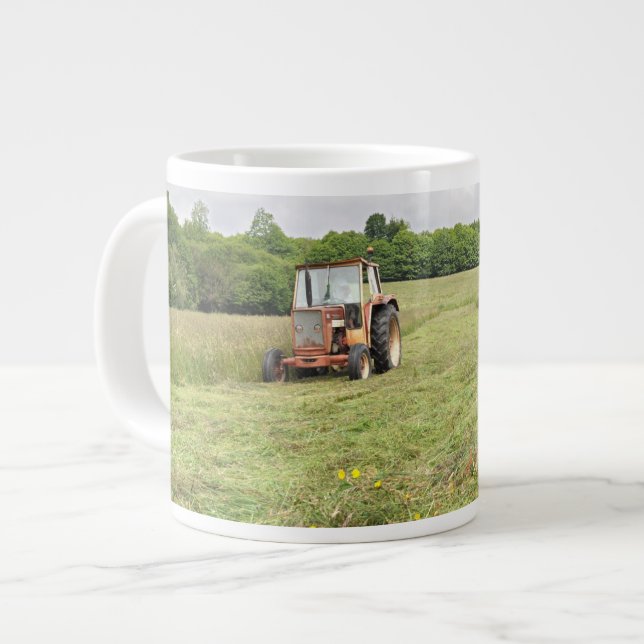 Tractor cutting hay jumbo mug (Front Left)