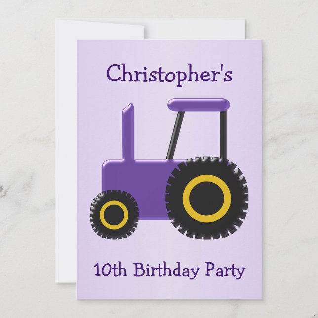 Tractor Design Birthday Party Invitation (Front)