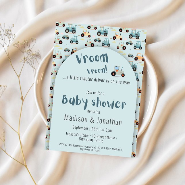 Tractor driver farm boy baby shower Invitation (Creator Uploaded)