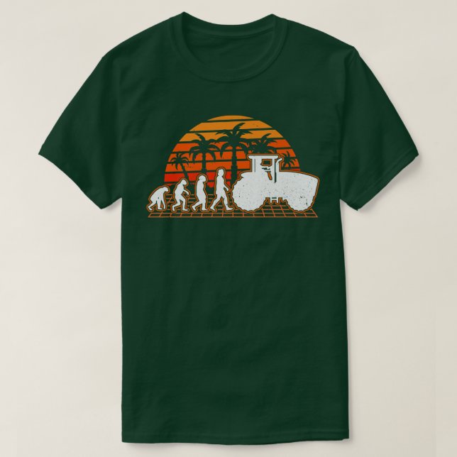 Tractor Evolution Retro Tractor Driver Farmer  T-Shirt (Design Front)