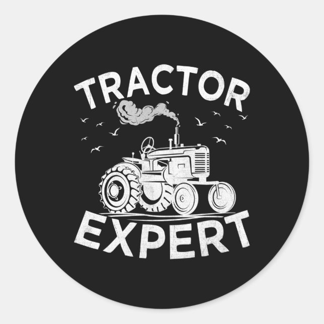Tractor Expert Tractors Farming Farmer Classic Round Sticker (Front)