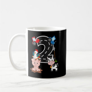 Tractor Farm Animals Number 2 2nd Birthday Farm Ba Coffee Mug