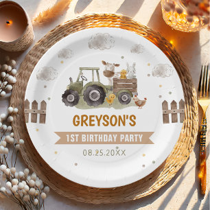 Tractor Farm Birthday Party Animals Barn Paper Plate