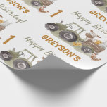 Tractor Farm Birthday Party Animals Barn Wrapping Paper<br><div class="desc">Tractor Farm Birthday Party Animals Barn Wrapping Paper</div>