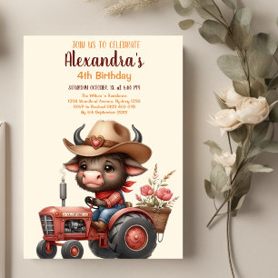 Tractor Farm Birthday Party Animals  Invitation