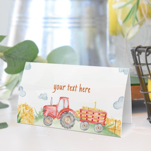 Tractor Farm Birthday Party Place Card (Creator Uploaded)