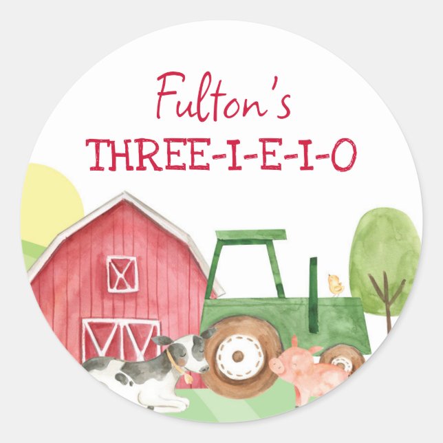Tractor Farm Birthday Stickers (Front)