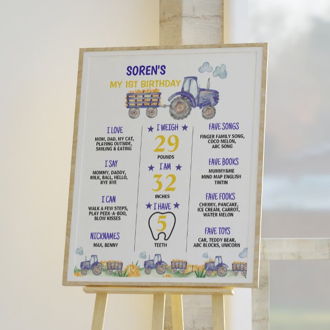 Tractor Farm First Birthday Milestone Sign (Creator Uploaded)