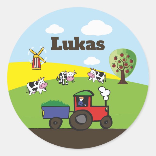 tractor farm | round classic round sticker (Front)