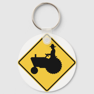 Tractor Farmer Sign Key Ring