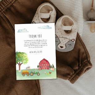 Tractor Farmers Market Red Barnyard Baby Shower Thank You Card