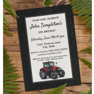 Tractor Farming Birthday Party Men's Invitation