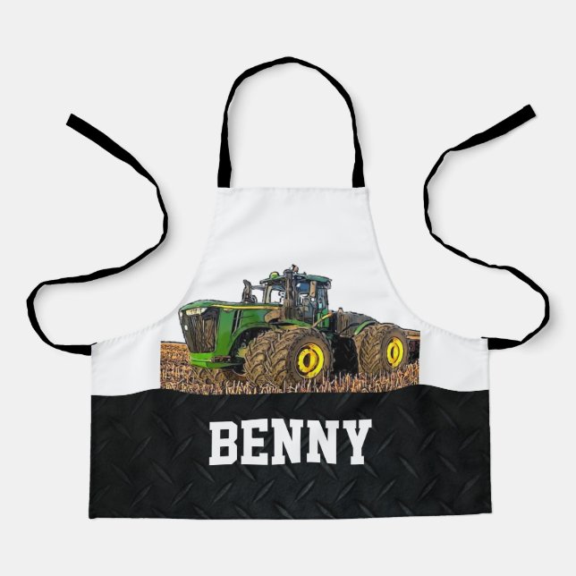 Tractor Farming Equipment Tillage Farmer Kids Apron (Front)