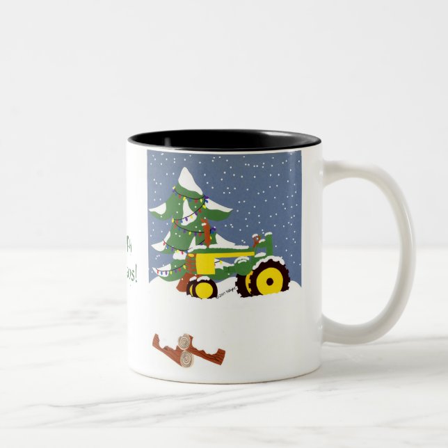 Tractor for Christmas Two-Tone Coffee Mug (Right)