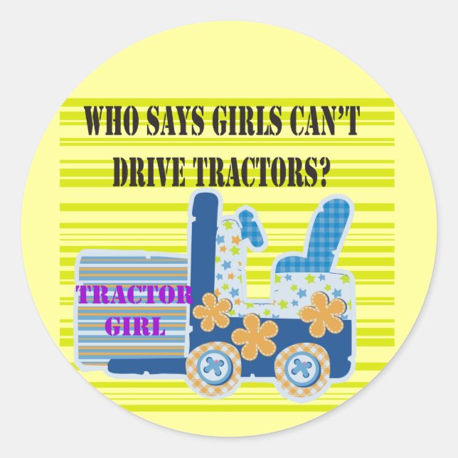 Tractor Girl Tshirts and Gifts Classic Round Sticker (Front)