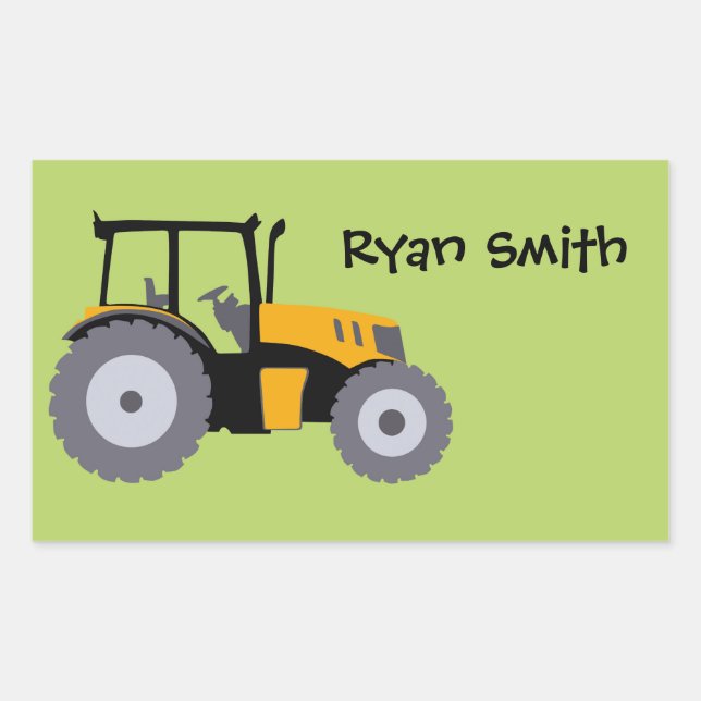 Tractor green background school name sticker (Front)