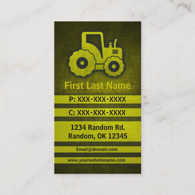 Tractor grunge custom construction business cards (Front)