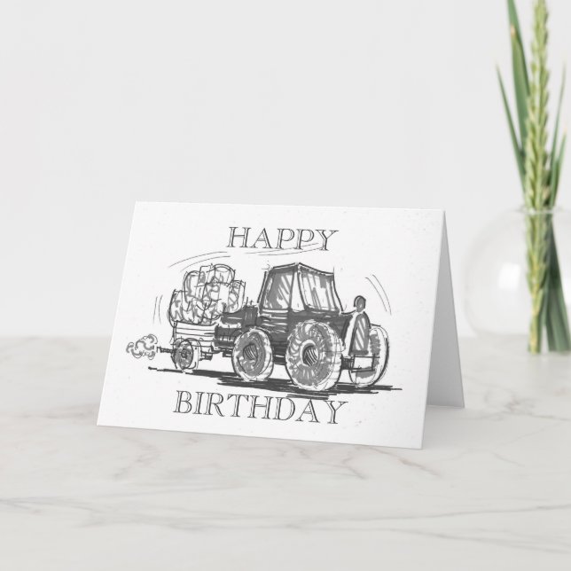 Tractor Happy Birthday Card (Front)