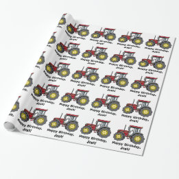 Tractor Happy Birthday Name Customisable Wrapping Paper