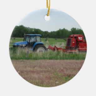 Tractor in the Field Ceramic Tree Decoration