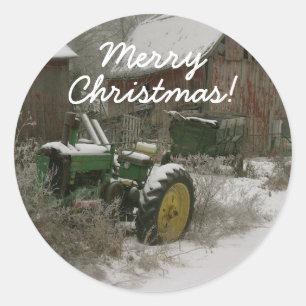 Tractor in the Snow Christmas Envelope Seal