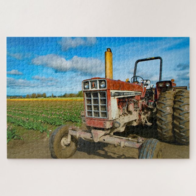 Tractor in the Tulip Fields Jigsaw Puzzle (Horizontal)