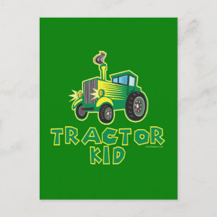 Tractor Kid, Green Postcard