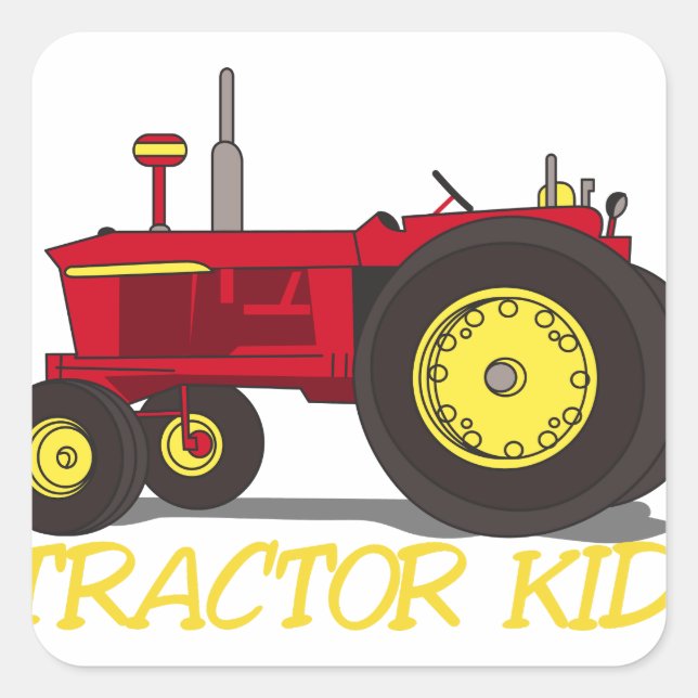 Tractor Kid Square Sticker (Front)