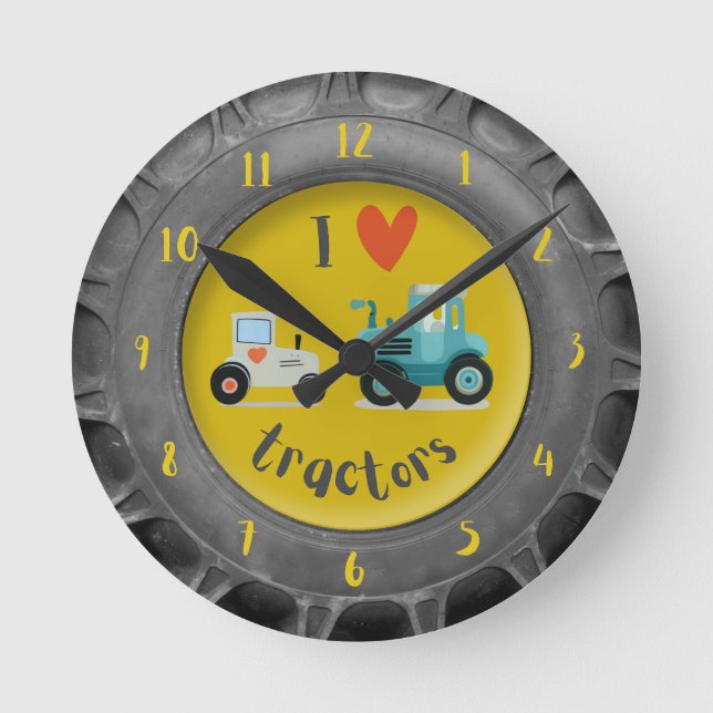 Tractor lover farm boys nursery decor Wall Clock (Front)