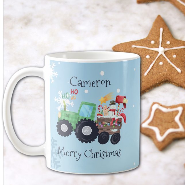 Tractor Merry Christmas Name Coffee Mug (Creator Uploaded)