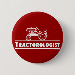 Tractor Ologist RED 6 Cm Round Badge