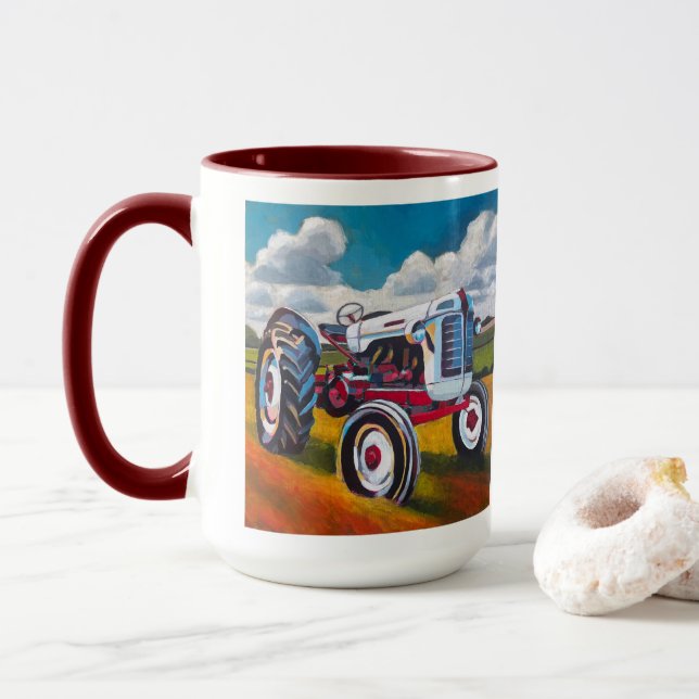 Tractor Painting - Gift for Tractor Enthusiasts Mug (With Donut)