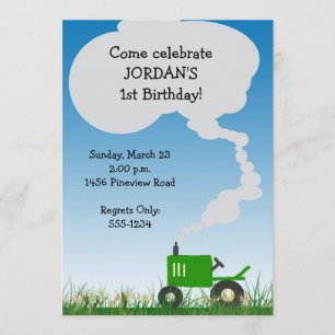 Tractor Party Invitation: Green Tractor Invitation