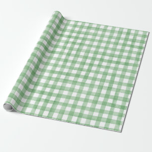 Tractor Party Wrapping Paper Green Gingham
