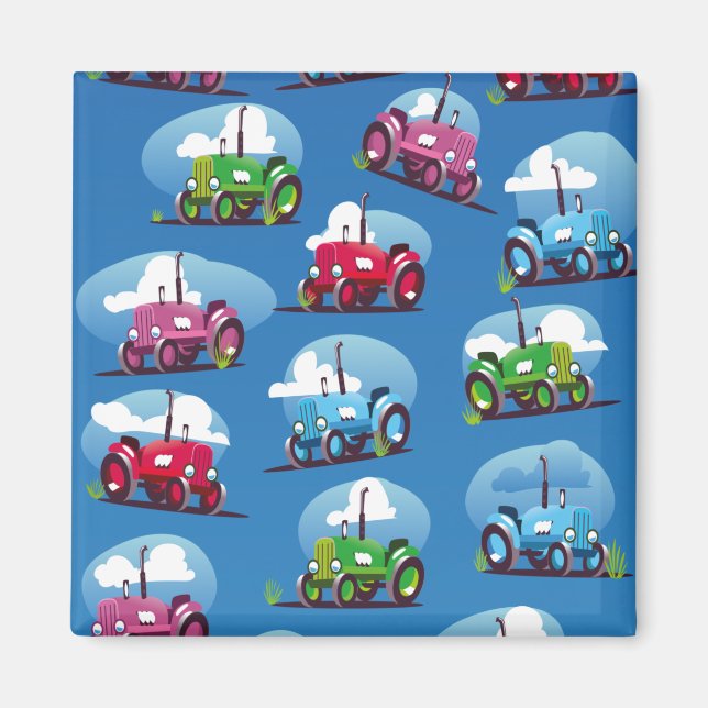 Tractor Pattern (Blue Background) Magnet (Front)