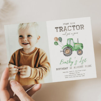 Tractor Photo Birthday Invitation | Farm