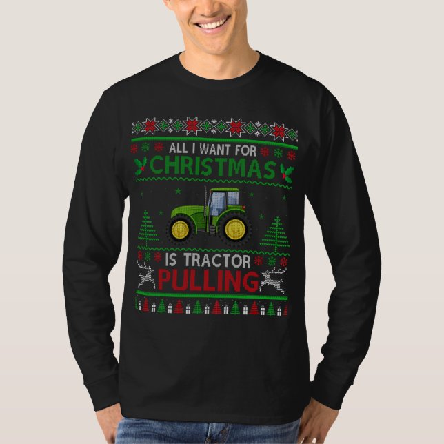 Tractor Pulling Tractorpulling Christmas Ugly Xmas T-Shirt (Front)