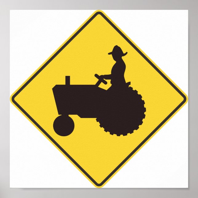 Tractor Road Sign Poster (Front)
