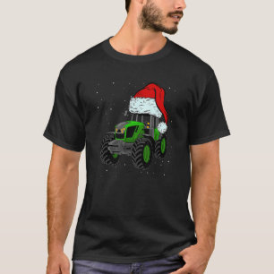 Tractor Santa Hat Christmas Farmer Family  Farming T-Shirt