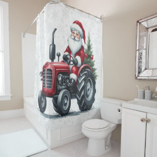 Tractor Santa Shower Curtain