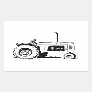 Tractor Sketch Rectangular Sticker