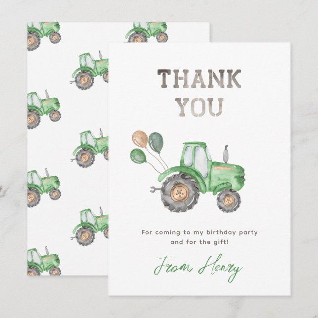 Tractor Thank You Card | Tractor Thank you (Front/Back)