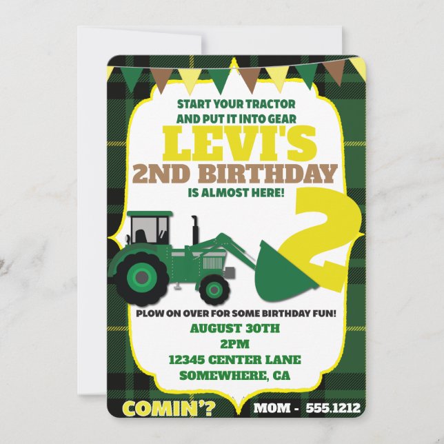 TRACTOR THEME INVITE (Front)