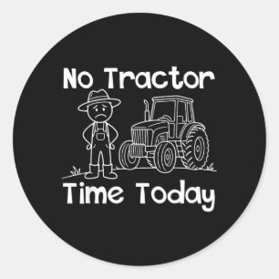 Tractor Time Funny Farmer Stickman Minimalist Art Classic Round Sticker