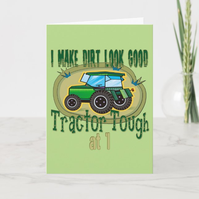Tractor Tough 1st Birthday Card (Front)