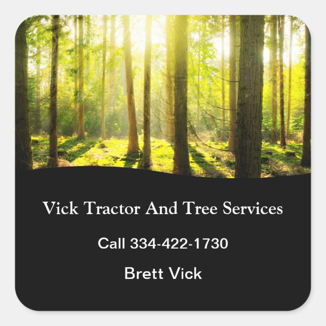 Tractor Tree Land Clearing Service Square Sticker (Front)