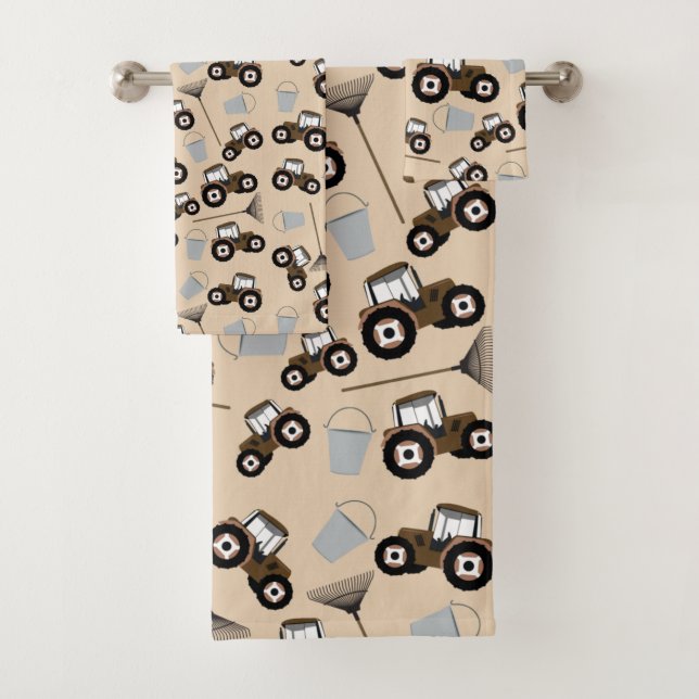 Tractor Truck Pattern Farm Equipment Bath Towel Set (Insitu)