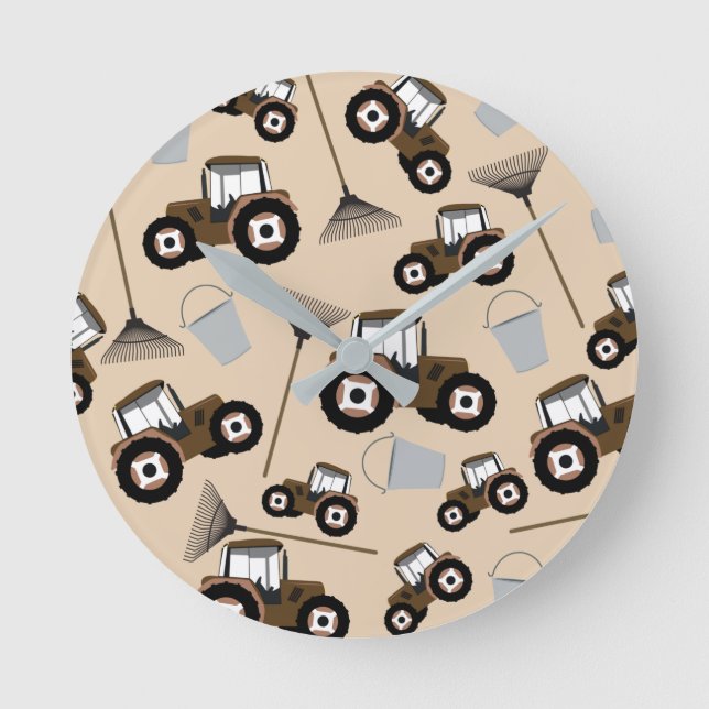 Tractor Truck Pattern Farm Equipment  Round Clock (Front)