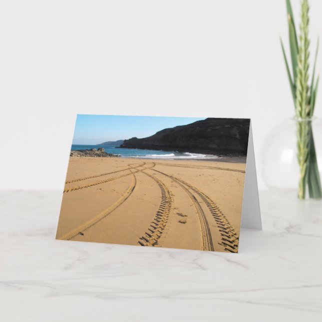 Tractor tyre marks crossing over holiday card (Front)